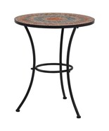 Round Outdoor Patio Bistro Table Grey/Orange Mosaic Tiles and Metal Frame - $6,165.71 MXN