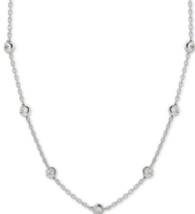 Beaded Station Chain Necklace in Sterling Silver, 18&quot; + 2&quot; extender - £34.20 GBP