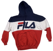 FILA Hoodie  Men Size 2XL Spell Out Colorblock Pullover Hood Sweatshirt DEFECT - £14.00 GBP