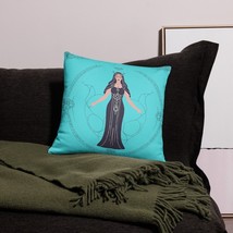 New Pillow Cover Goddess Fantasy 18 in x 18 in Hidden Zip Teal Black Polyester - $13.95