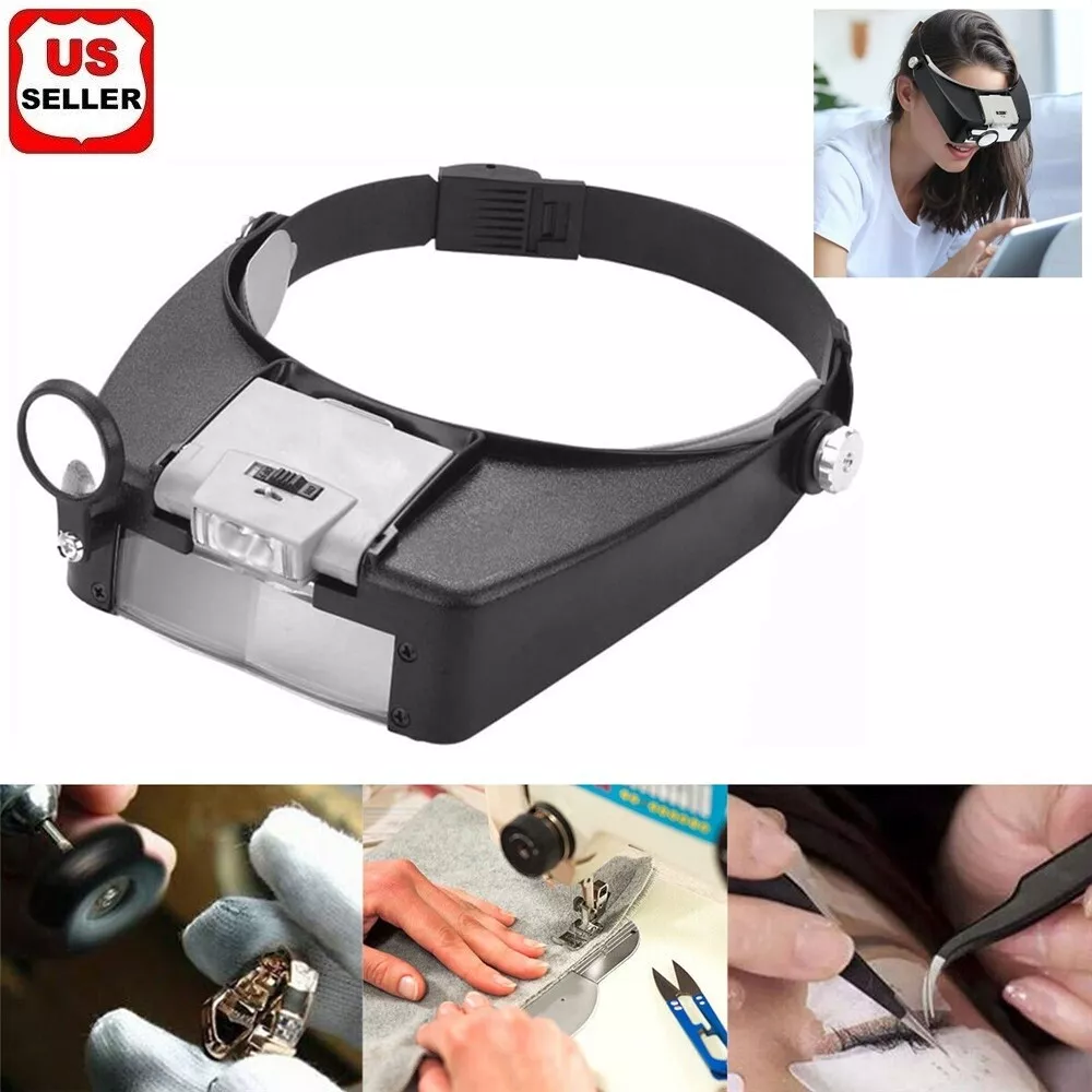 Jewelers Head Headband Magnifier LED Illuminated Visor Magnifying Glasse... - $41.60 CAD