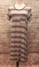 LuLaRoe CARLY Dress Heather Gray Striped Rayon Jersey Size XXS High Low Hem  - £25.57 GBP