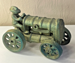 Vintage Arcade Cast Iron Tractor w/ Driver Figure Toy - £54.40 GBP