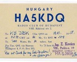 QSL Card HA5KDQ Budapest Hungary Radio Club 1958 - $13.86
