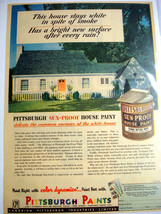 1953 Color Ad Pittsburgh Sun-Proof House Paint This House Stays White - $8.99