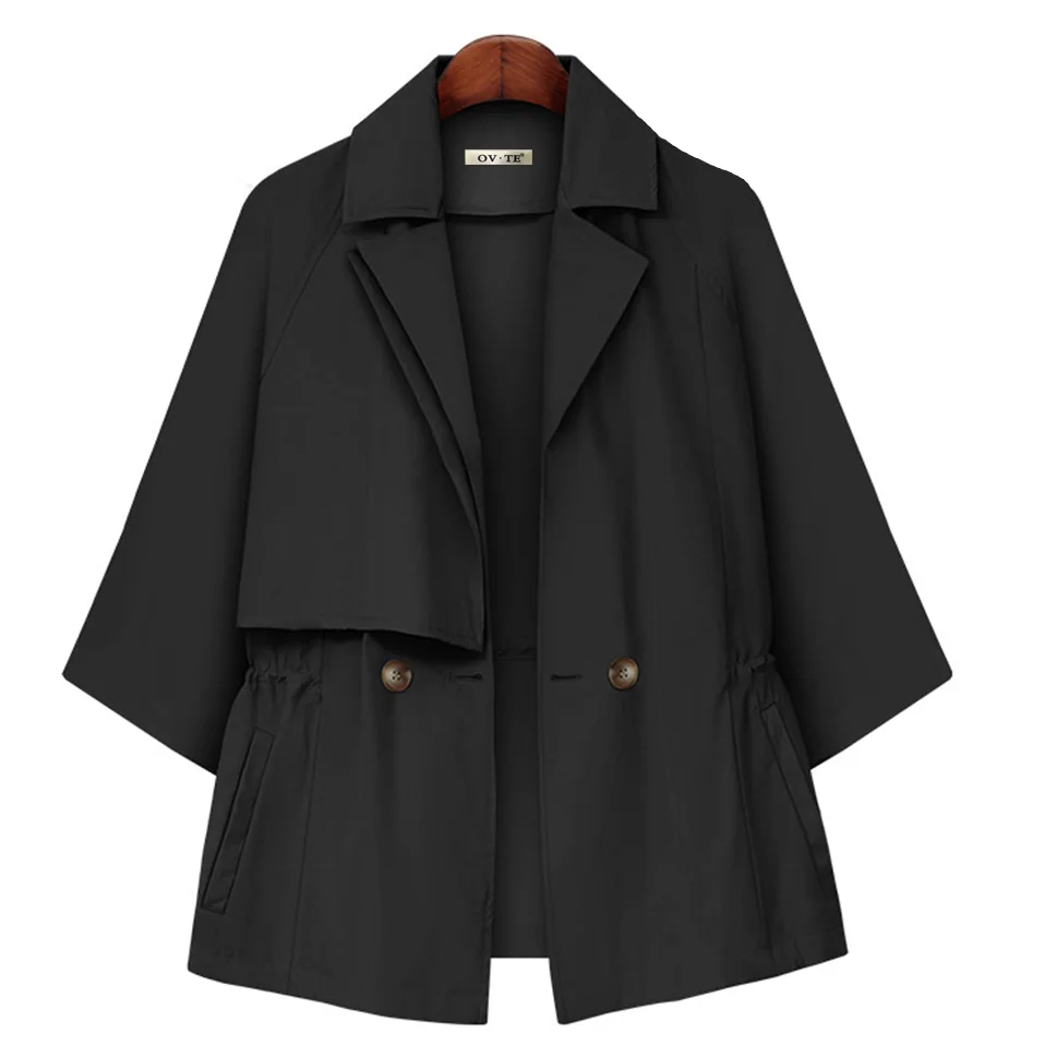  Spring loose Trench Coat  double layered suit collar Slim Trench Coat Female Ou - £125.54 GBP