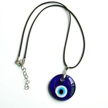 Evil Eye Necklace Pendant Lucky Protection Corded Glass Kabbalah Nazar T... - £9.63 GBP