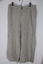 J Jill M Beige Stripe Linen Rayon Wide Leg Pants - £23.61 GBP