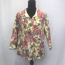 REBECCA MALONE Yellow/Salmon PAISLEY BLOUSE SIZE XL~ EXCELLENT - £9.24 GBP