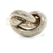 Vintage Signed Sterling Silver Cellini Twisted Rope Love Knot Band Ring size 5 - £36.61 GBP