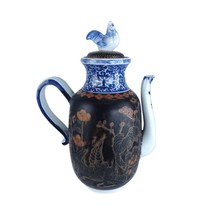 Meiji Period Totai Shippo Japanese Cloisonne Over Porcelain Coffeepot wi... - $1,831.50