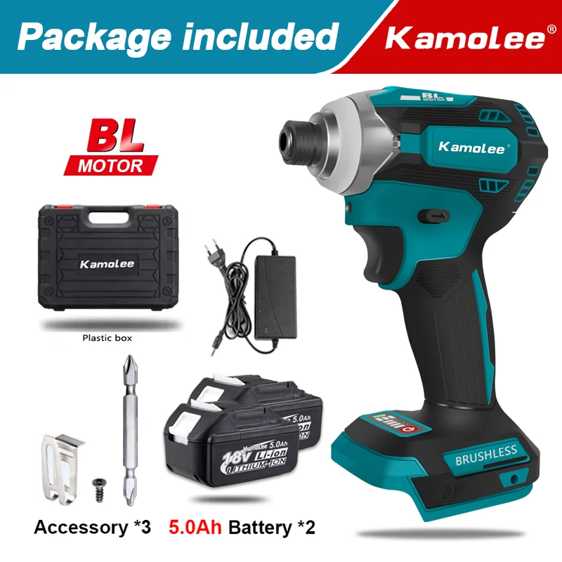 Kamolee 588N.m Brushless Cordless 1/4&quot; Quick Change Gear 5 Speed Impact Driver W - £379.77 GBP