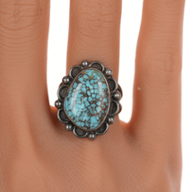 sz6.5 c1970&#39;s Bobby Etsitty Navajo Silver high grade turquoise ring - £221.47 GBP