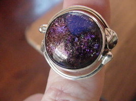 (#DR8-4) Size 8 Dichroic Glass Sterl Silver Ring Pink Orange Wow - £24.39 GBP