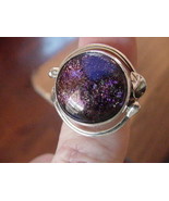 (#DR8-4) Size 8 DICHROIC GLASS Sterl SILVER RING PINK ORANGE Wow - $42.29 CAD