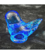 Bird Figurine Bluebird of Happiness 1994 Signed Leo Ward Blue Art Glass - £11.52 GBP