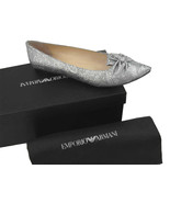 NEW Giorgio Armani Shoes (Flats)!  US 8.5  Euro 38.5  Silver Brocade wit... - $246.17 CAD