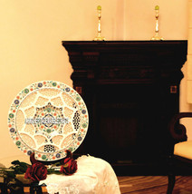 15&#39;&#39; Marble Serving Plate Filigree Work Marquetry Inlay Dining Table Dec... - £719.91 GBP
