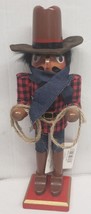 Wooden Christmas Nutcracker,12&quot;, African American Cowboy With Lasso,Merry Bright - £19.45 GBP