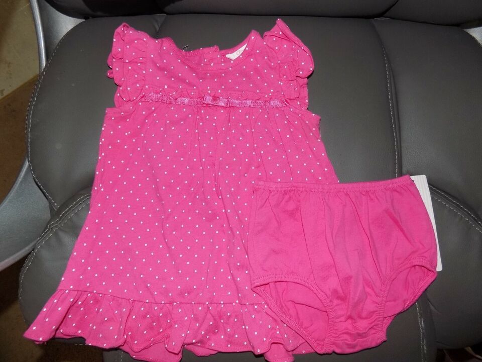 CHAPS PINK POLKA DOT DRESS W/BLOOMERS OUTFIT SIZE 6 MONTHS GIRL&#39;S NEW - $25.48