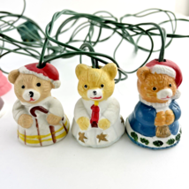 Christmas Teddy Bear String Lights Ceramic Decoration Set of 12 Lights - £19.29 GBP