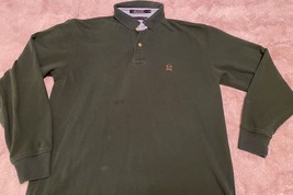 Vintage Tommy Hilfiger Mens Green Long Sleeve Collared Polo Shirt Size M... - £14.06 GBP