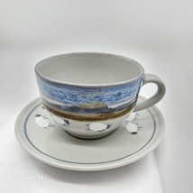 Highland Stoneware Coffee Mug Cup With Saucer Handpainted Scotland Danci... - $48.97