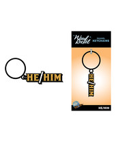 Wood Rocket He/Him Keychain - Black/Gold - $22.76