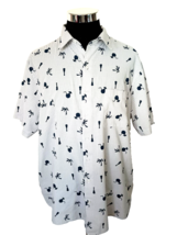 Harbor Bay Island Casual Shirt Men&#39;s Size 1X Gray White Checks Navy Blue SS - £15.18 GBP