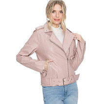 Lambskin Baby Pink Jacket Party Women Stylish Casual Halloween Barbie Leather - £85.77 GBP+