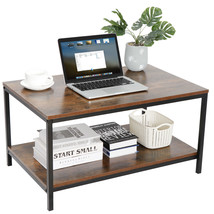 Coffee Table Vintage Industrial Cocktail Table For Livingroom With Storage Shelf - £66.83 GBP