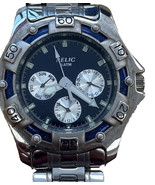 VTG Relic Mens Blue Dial Day Date Stainless ZR15279 Watch New Battery -N... - $521.72 MXN