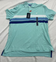 Chaps The Everyday Polo Golf Shirt Men&#39;s M Blue Striped Short Sleeve New Medium - £13.52 GBP