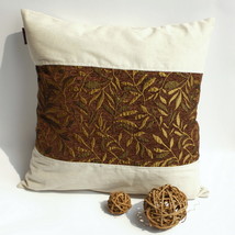 Onitiva - [Autumn Leaves] Linen Patch Work Pillow Cushion Floor Cushion (19.7... - £26.34 GBP