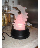 New Frosted Dolphins Statue Art Sculpture On Waves &amp; Color Changing ligh... - $20.77
