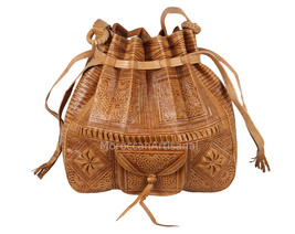 Engraved Handmade Bohemian Moroccan Leather Boho Shoulder Bag Purse Large Size - £55.49 GBP