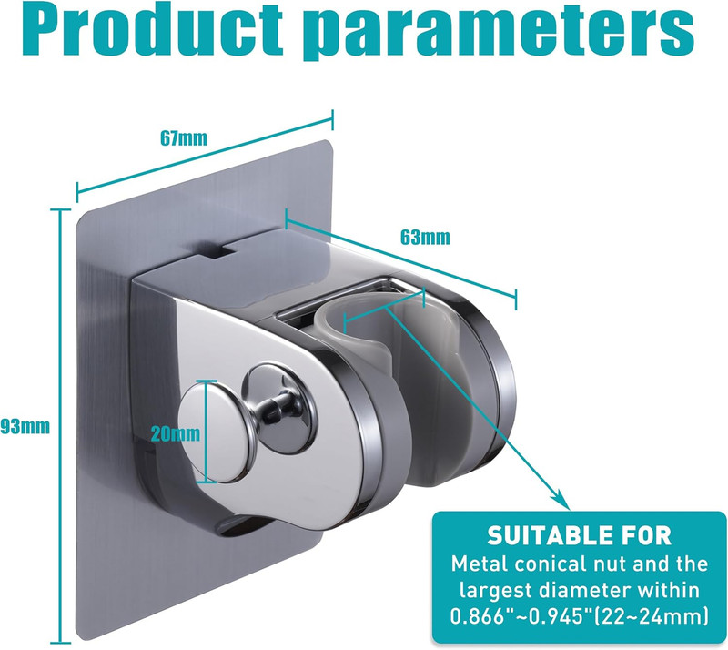 Handheld Shower Head Holder with 2 Hanger Hooks,Strong Adhesive&Waterproof No Dr Item image 5