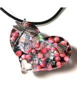 Resin Dried Flowers Foil Heart pendant Necklace casual Fashion Jewelry F... - $397.49 MXN
