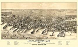 Ashland, Wisconsin - 1890 - Aerial Birds Eye View Map Poster - £7.98 GBP+