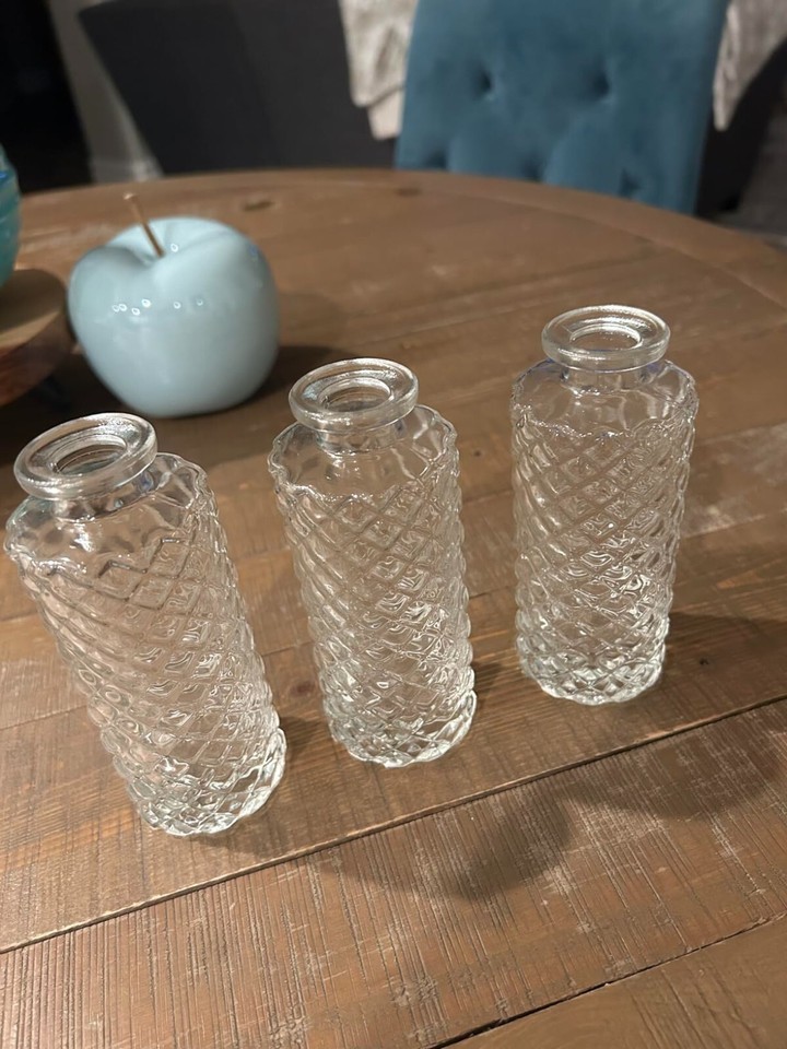 Set of 3 Glass Bud Vases Set of 3, Small Flower 2"L x 2"W x 5.2"H Item image 2