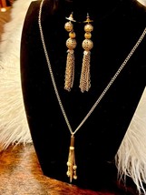 Vintage Filigree Drape fringe Necklace and dangle earrings - £10.42 GBP