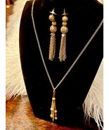 Vintage Filigree Drape fringe Necklace and dangle earrings - £10.41 GBP
