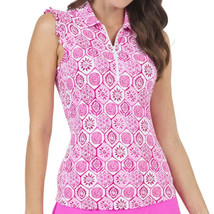 Nwt Ladies Ibkul Terra Pink Ruffle Sleeveless Mock Golf Shirt S M &amp; Xl - £55.12 GBP