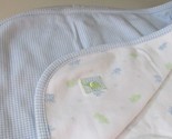 Receiving Blanket Le Top Baby Layette white blue gingham elephants green - £7.88 GBP