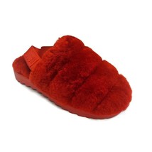 UGG Super Fluff Sandal Sheepskin Slippers Womens Size 9 Ribbon Red 1121751 - $58.34