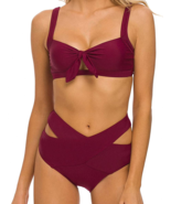 NEW Womens wine burgundy bikini swimsuit 2 pc set ladies sz L 12/4 padde... - $14.95