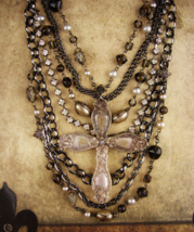 Vintage statement Gothic necklace - HUGE 3&quot; silver Religious cross Goddess jewel - £299.06 GBP