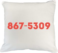 Make Your Mark Design Jenny or 867-5309 White Pillow Cover for Music Lover, Men  - £19.46 GBP+
