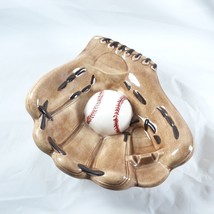 Baseball Mitt and Ball Ashtray Vtg Ceramic Trinket g Dish Summer Man Cave Decor - £23.53 GBP