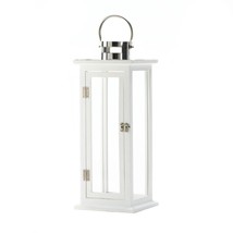 Highland Large White Metal &amp; Glass Candle Holder - £47.73 GBP